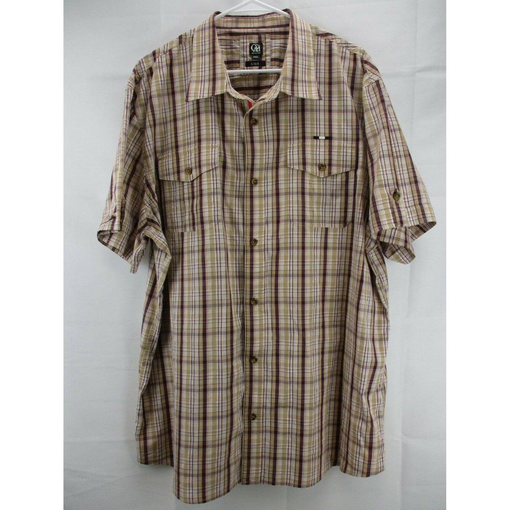 Cavi Men's short sleeve plaid button down shirt Size 4XL multicolor